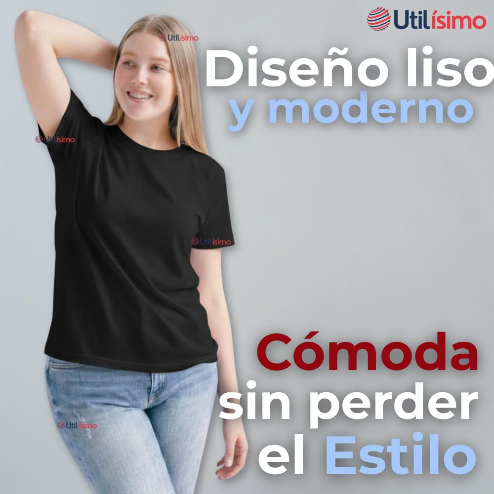 Polera Camiseta Mujer 100% Algod&oacute;n Premium Manga Corta B&aacute;sico Negro image number 4.0