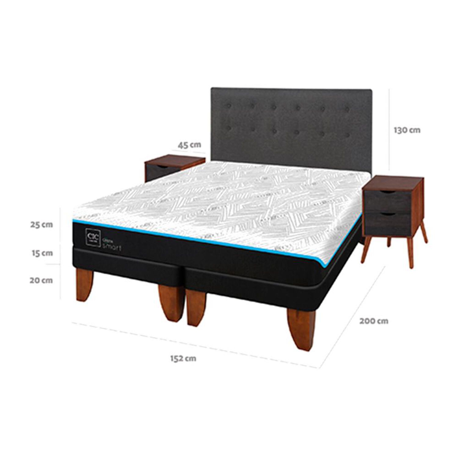 Cama Europea Cic Green Infinity / King / Base Dividida + Set De Maderas image number 5.0