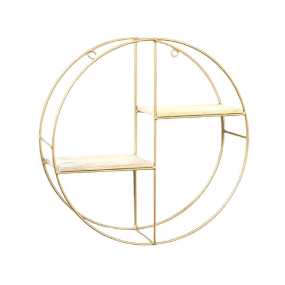 Estante Flotante Circular 2 Niveles Metal Madera Decorativo image number 0.0
