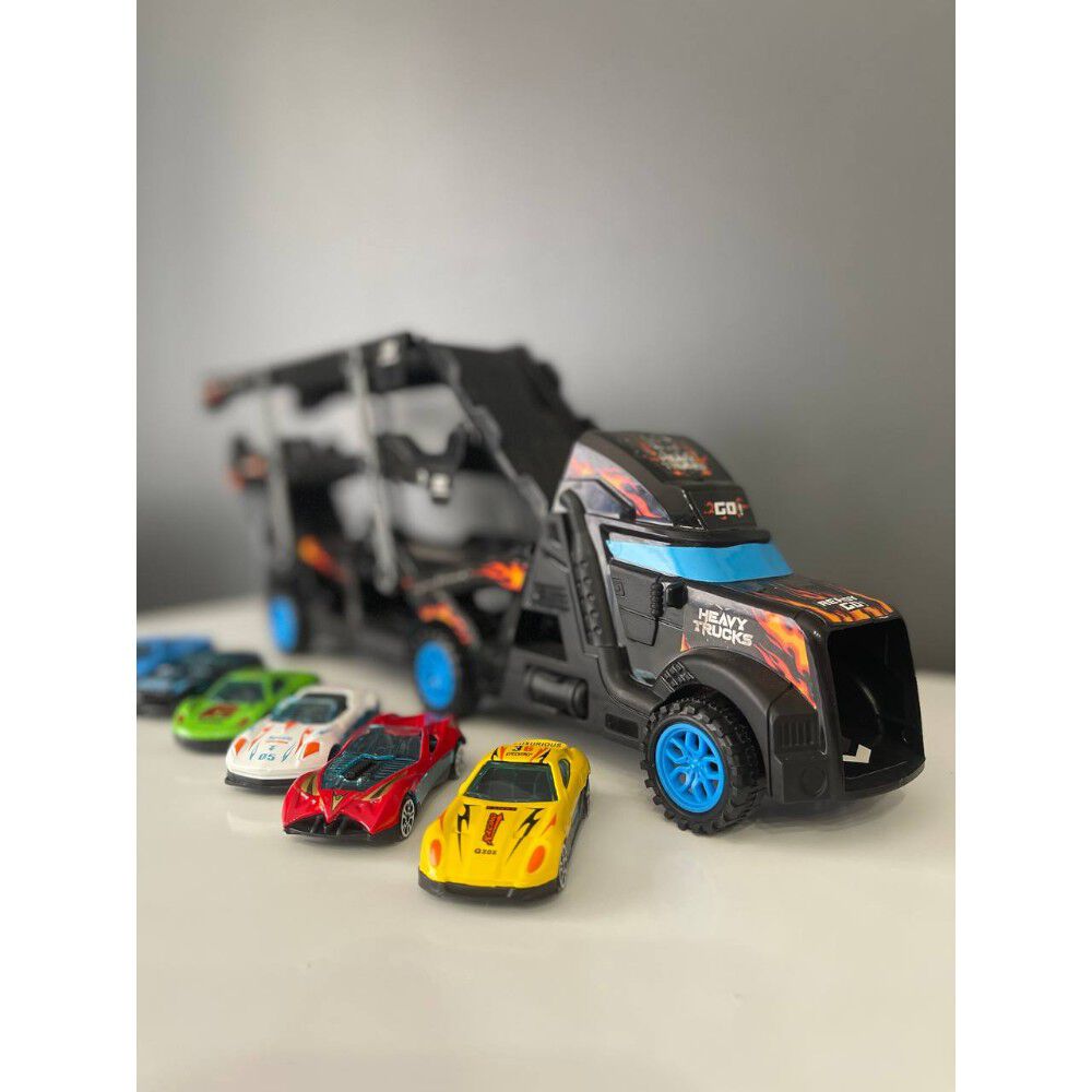 Juguete Camión De Doble Rampa Porta Autos Con 6 Carros image number 8.0