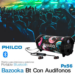 Bazooka Bluetooth Philco Con Audífonos Px56 10w Fm Linterna Led