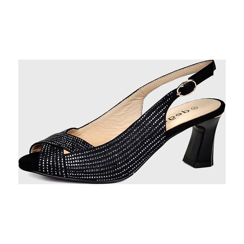 Sandalia Cuero Jamila Negro Con Brillos image number 0.0