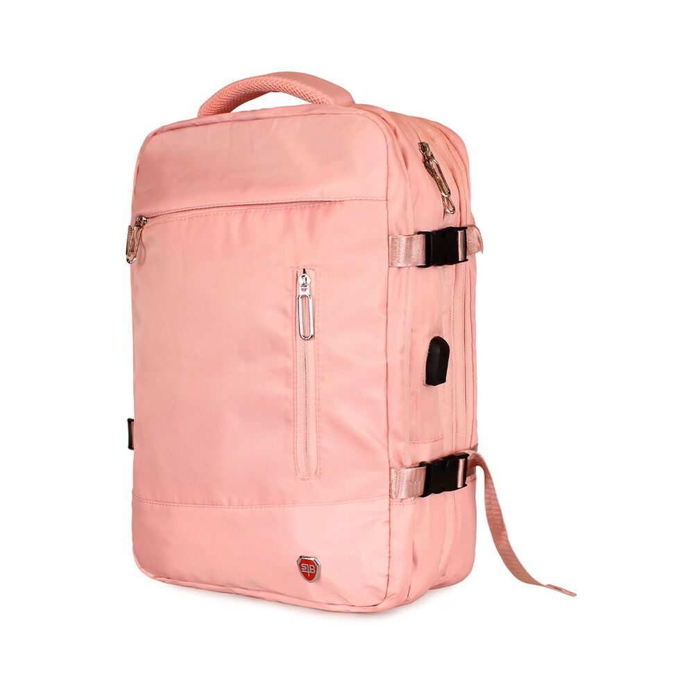 Mochila De Viaje Viral Rosada Con Usb Swiss Bag image number 1.0