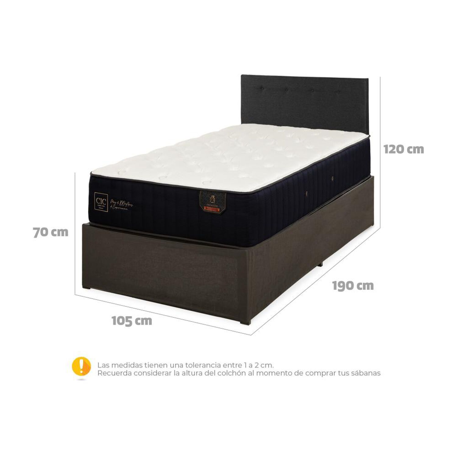Cama Met&aacute;lica Cic Iron Smart Premium / 1.5 Plazas / Base Normal image number 6.0