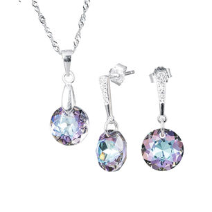 Conjunto Gracia Con Cristal Genuino Vitral Light- Joyas Montero