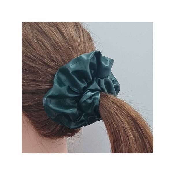 Coleta Para Cabello Mediana Ecocuero Verde Oscuro