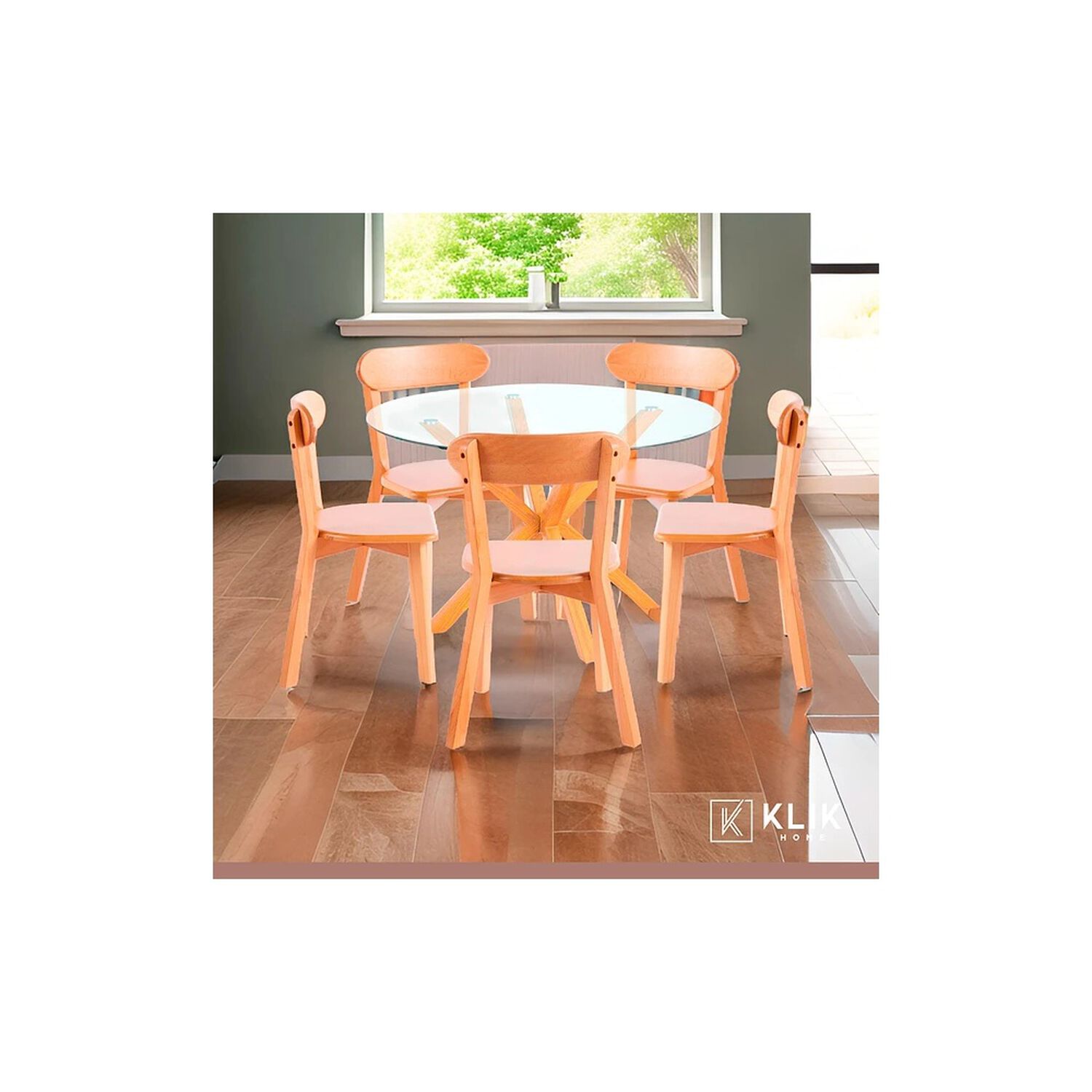 Comedor Vidrio Cross 120cm + 5 Sillas Fresno Natural image number 7.0