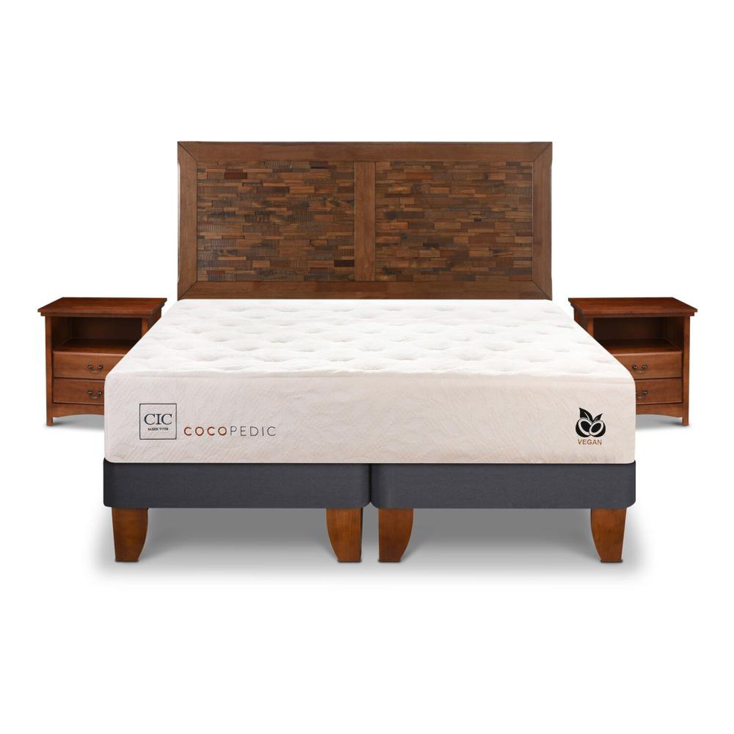 Cama Europea Cic Cocopedic / King / Base Dividida + Set De Maderas image number 0.0