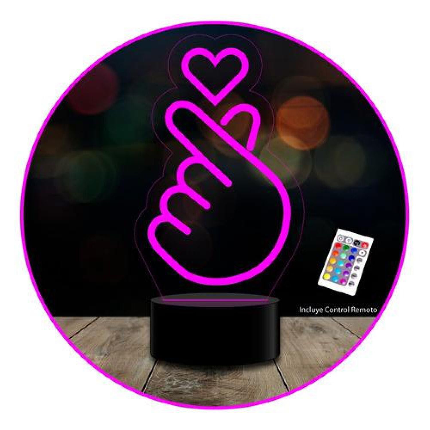 Ilusi&oacute;n Led 3d Coraz&oacute;n Coreano K-pop Dedos C/remoto Colores image number 0.0