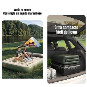 Colch&oacute;n Cama Inflable El&eacute;ctrico Con Coj&iacute;n Bolso 2 Plazas