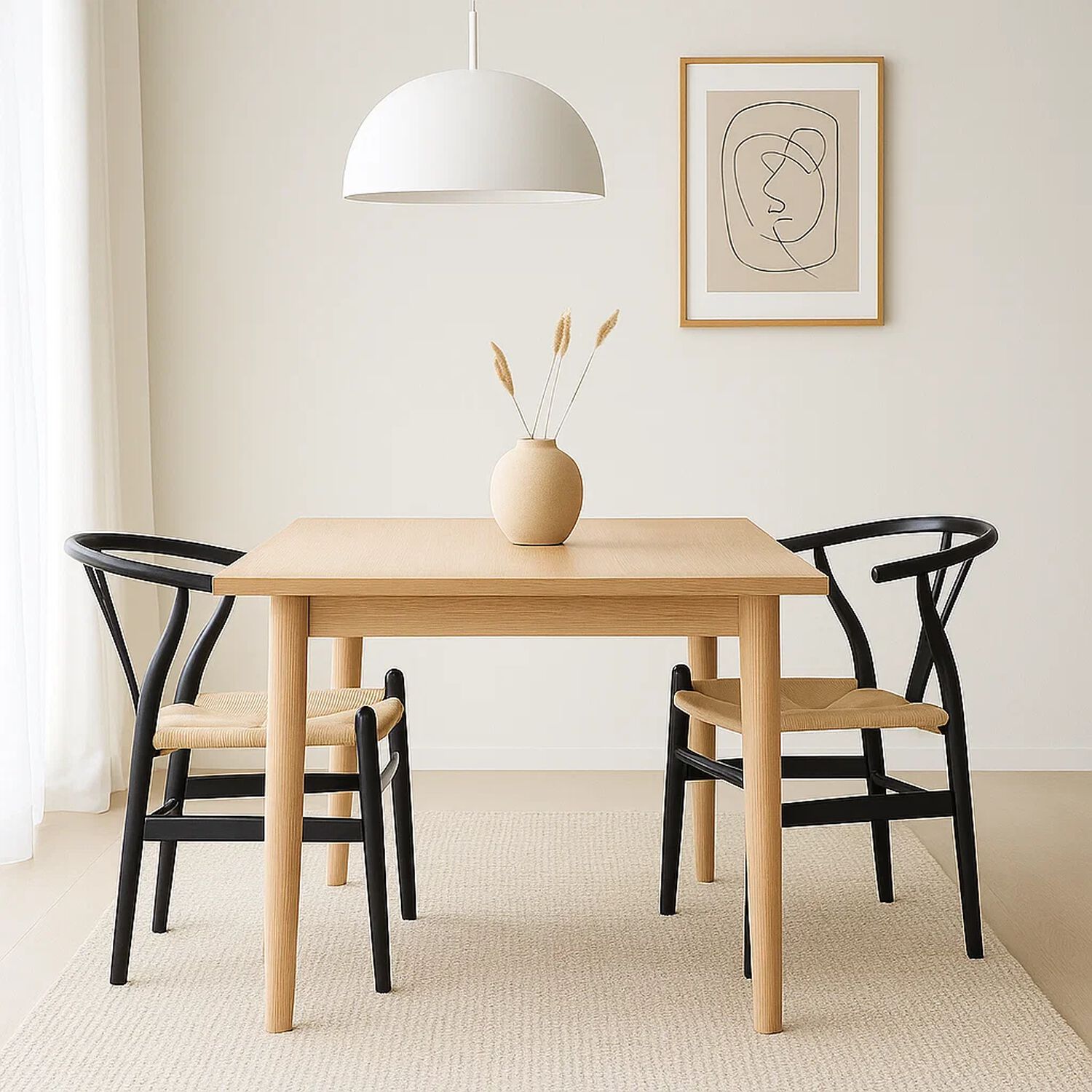 Pack 2 Sillas Wishbone Madera Asiento Claro - Negra image number 2.0