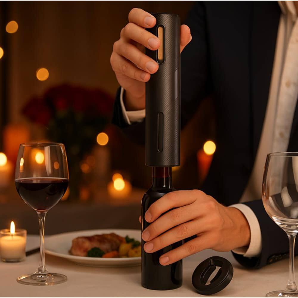 Saca Corcho El&eacute;ctrico Destapador Abridor Botella Negro image number 5.0