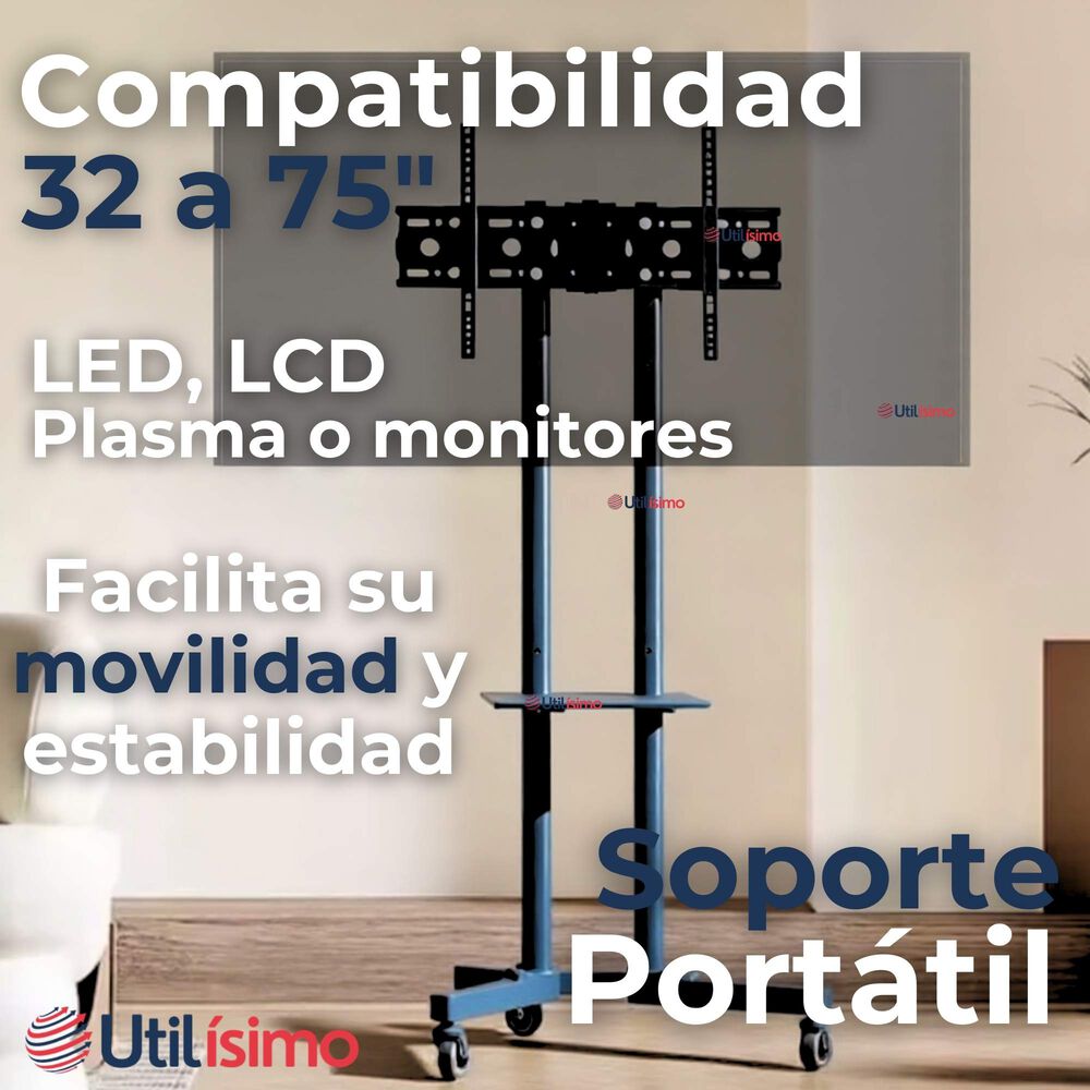 Soporte Tv Grande M&oacute;vil Con Ruedas 32 A 75 Pulgadas 32 40 43 50 55 60 65 75 image number 4.0
