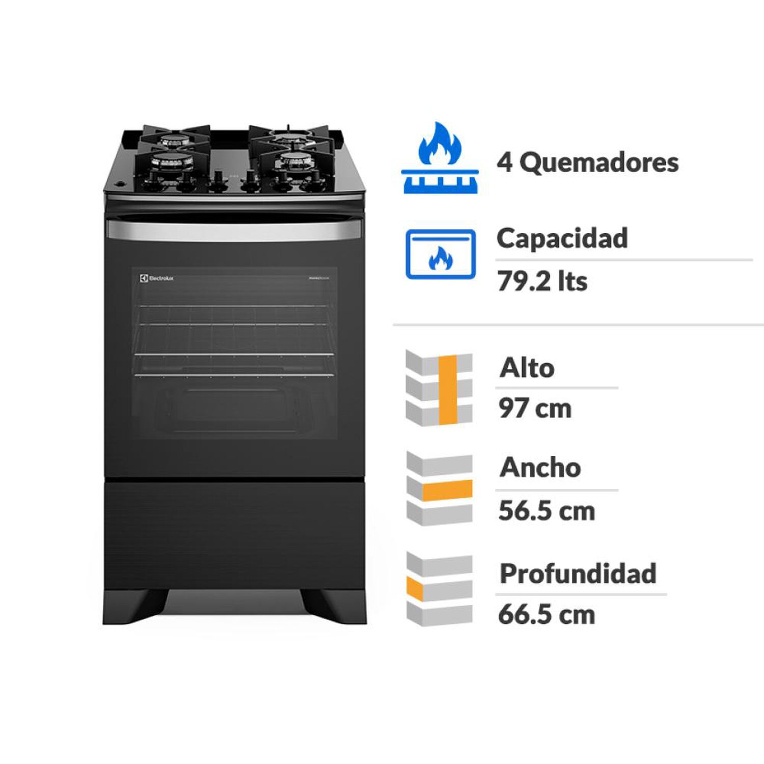 Cocina A Gas Electrolux F4epb 4 Quemadores image number 1.0
