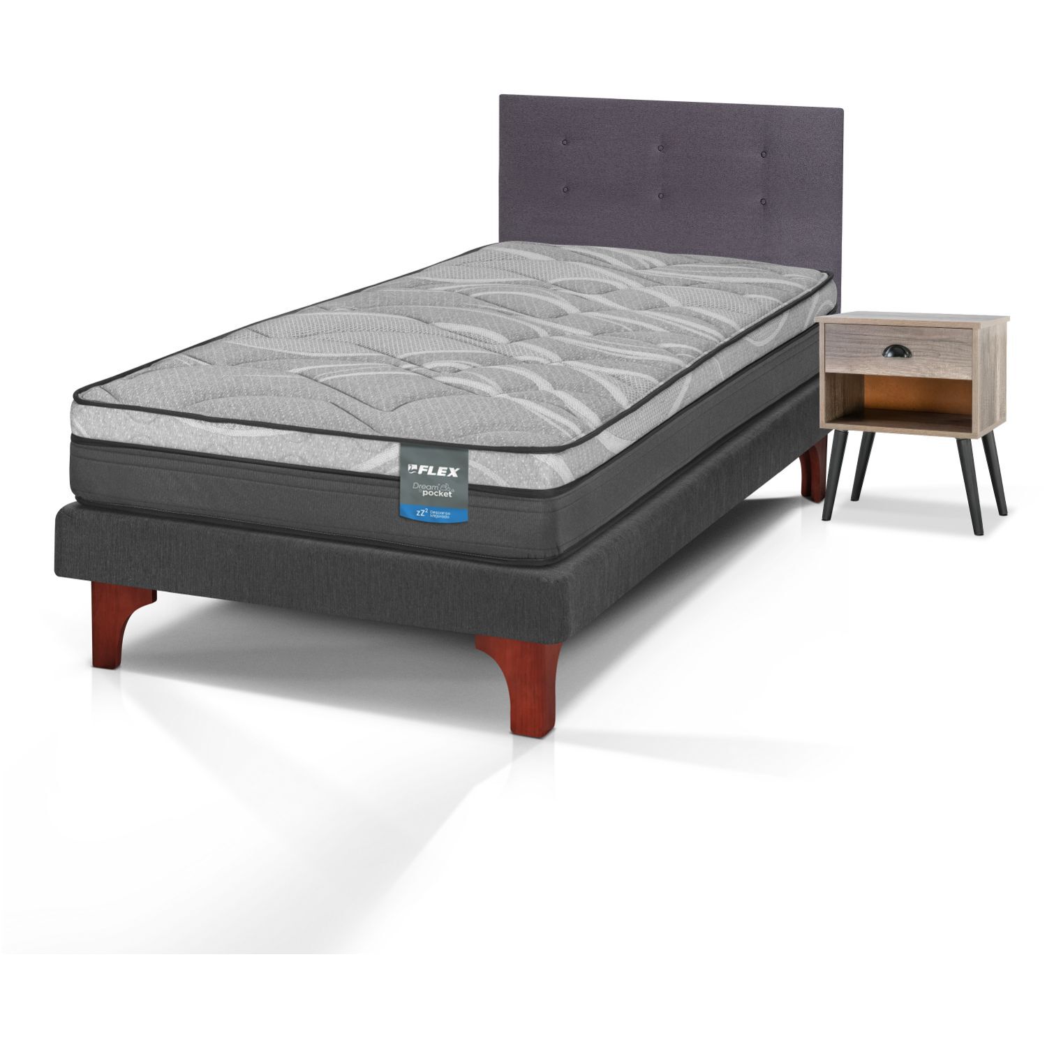 Cama Europea Flex Dream Pocket / 1.5 Plazas + Set De Maderas image number 2.0
