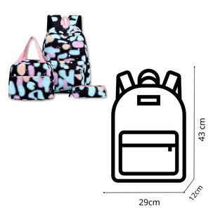 Pack Mochila Lonchera Estuche 43cm Juvenil Escolar Gradient Light Blue