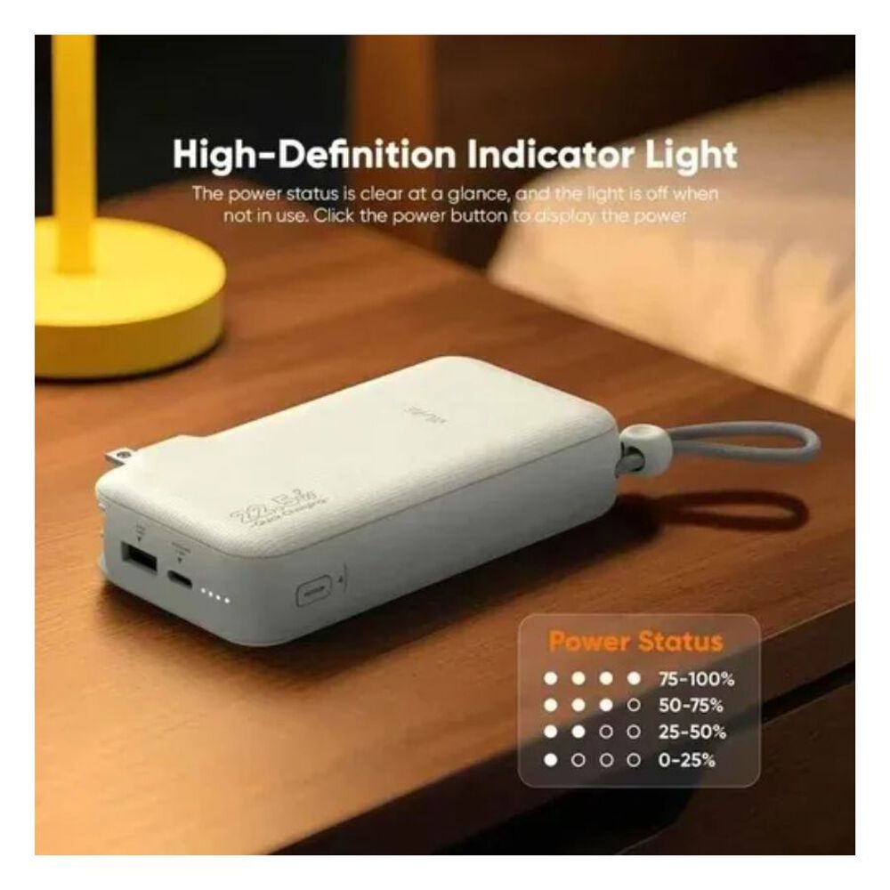 Power Bank 10000 Mah Multifuncional Con Enchufe Vidvie Blanco image number 1.0