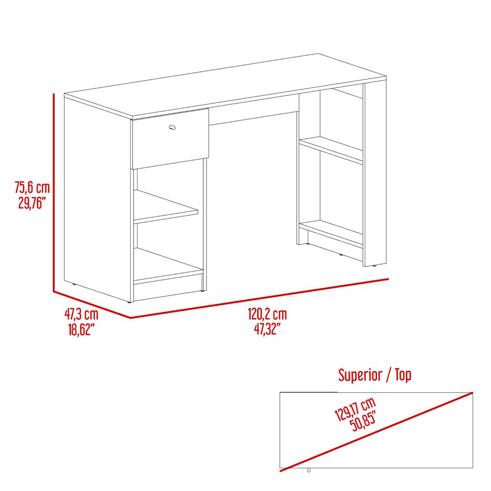 Escritorio Melamina 1 Cajon 75,6x120,2x47,3 Cm Gris image number 6.0