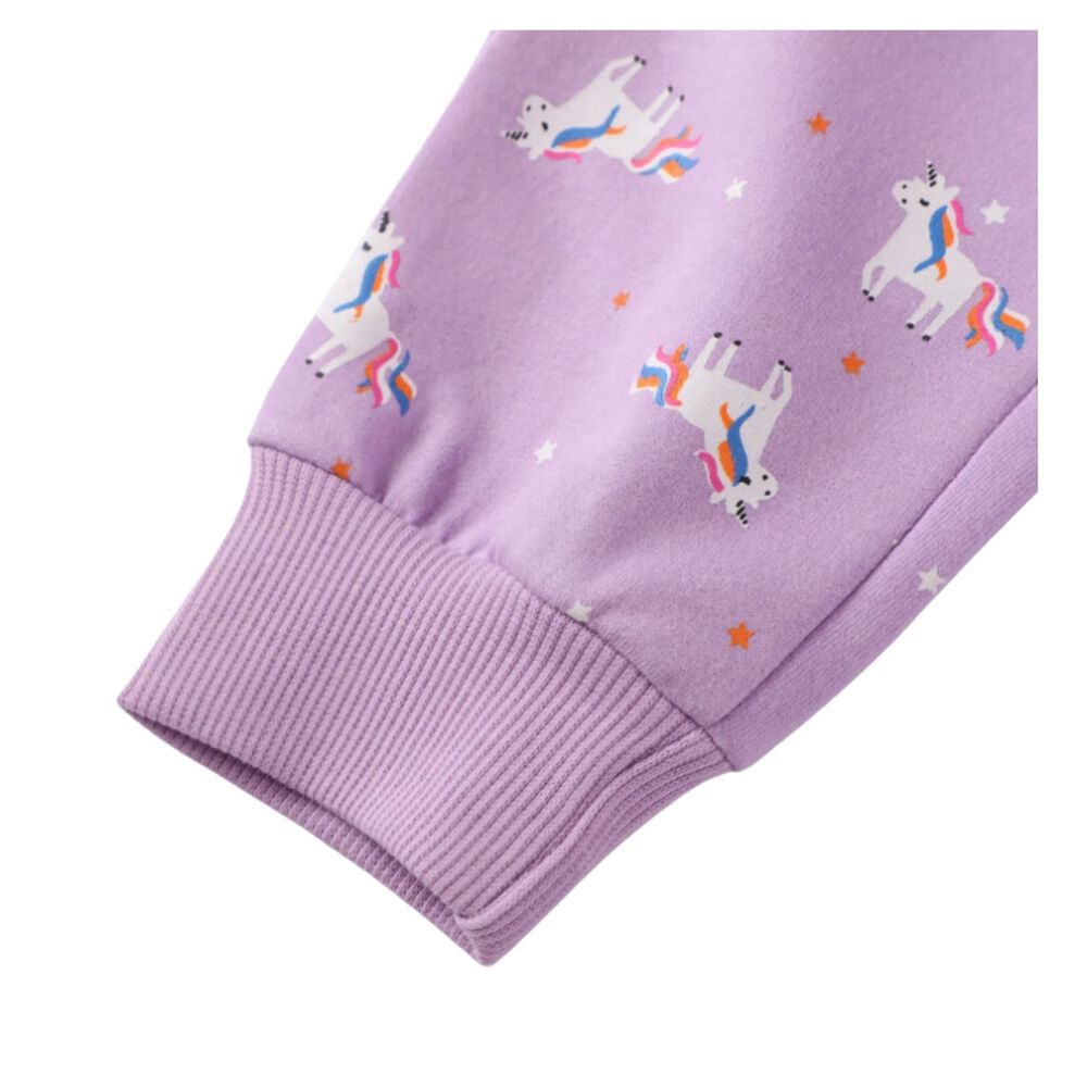 Pantalón Buzo Niña 100% Algodón Lila Unicornios image number 4.0