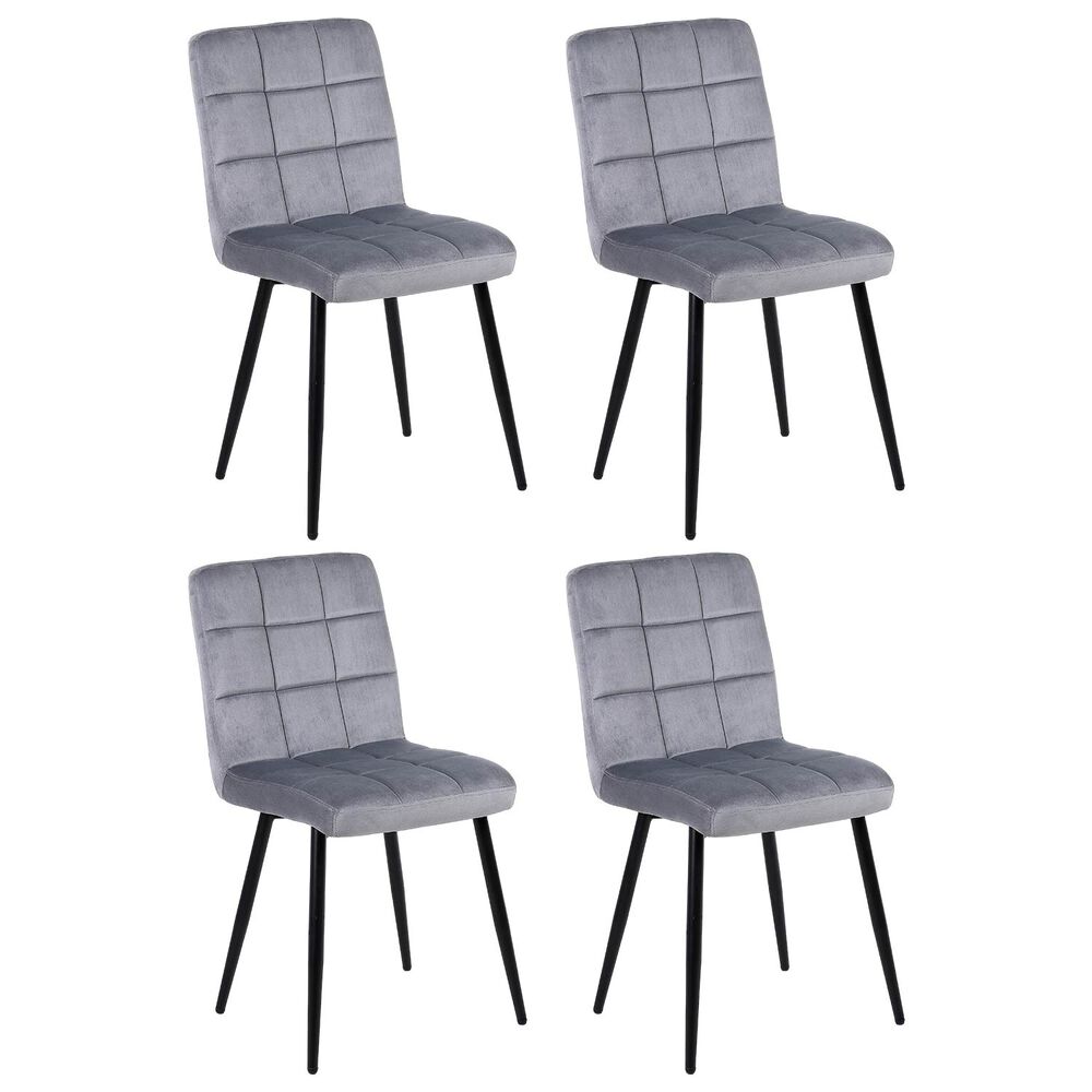 Pack De 4 Sillas De Comedor Modernas Novahus Velvet Gris image number 0.0