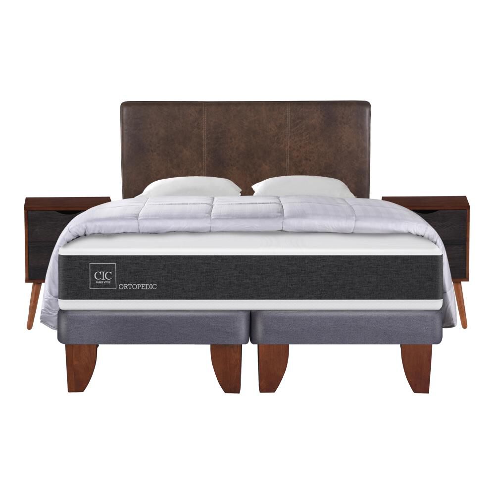 Cama Europea Cic Ortopedic / King / Base Dividida + Set De Maderas + Textil image number 0.0