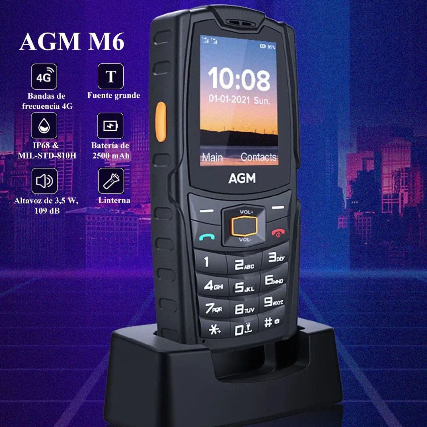 Celular Rugerizado Agm M6 4g | Ip68 | Altavoz 109db | Dual Sim | 2500mah | Linterna T&aacute;ctica image number 3.0