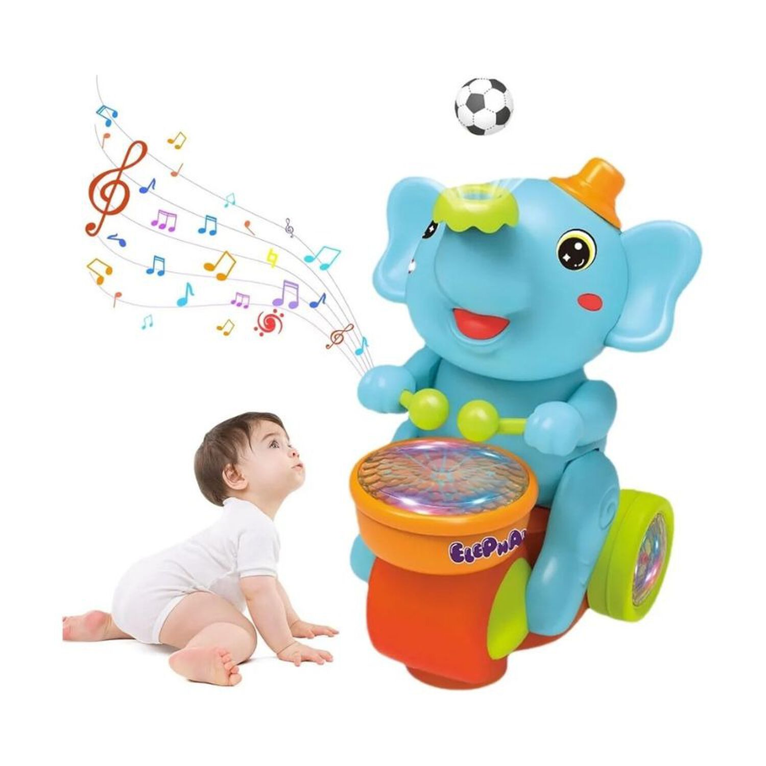 Juguete Elefante M&uacute;sico Con Luces Y Sonido Ni&ntilde;os Azul image number 4.0