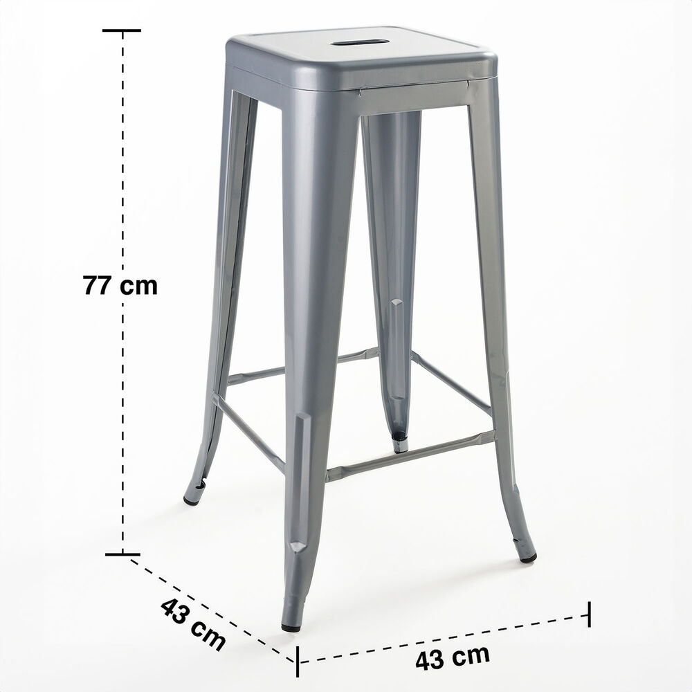 Pack 4 Pisos De Bar Metal Tolix Gris image number 5.0