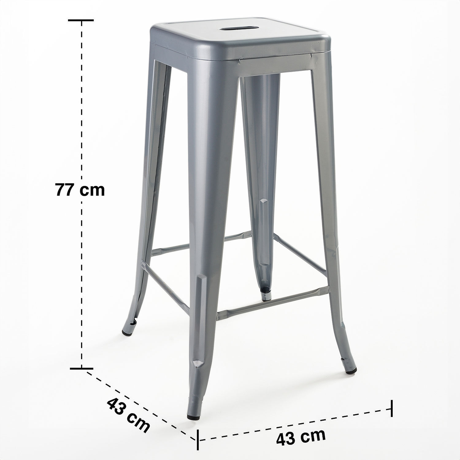 Pack 4 Pisos De Bar Metal Tolix Gris image number 5.0