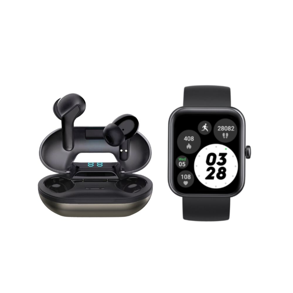 Pack Black Smartwatch Mini 206 + Audífonos Sense F1 Lhotse image number 0.0