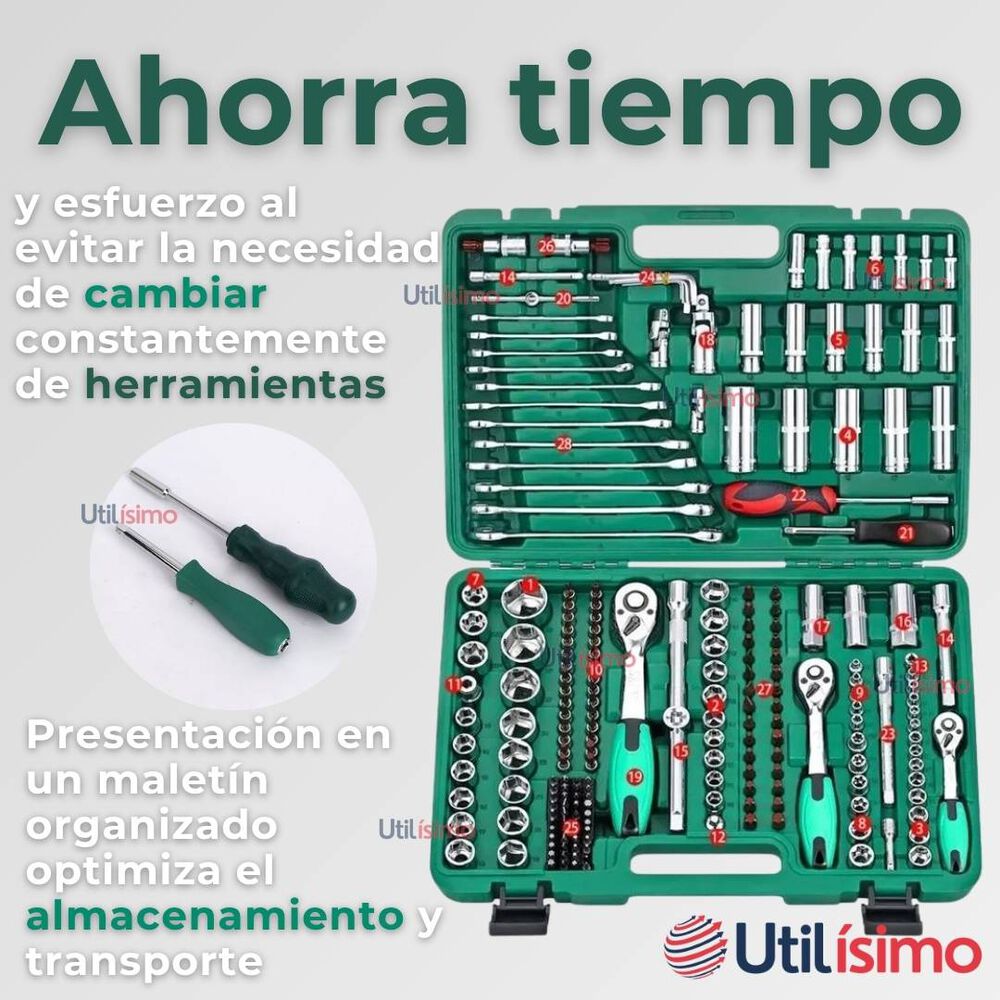 Set Caja De Herramientas 216 Piezas Dados Y Llaves Acero Cromo image number 7.0