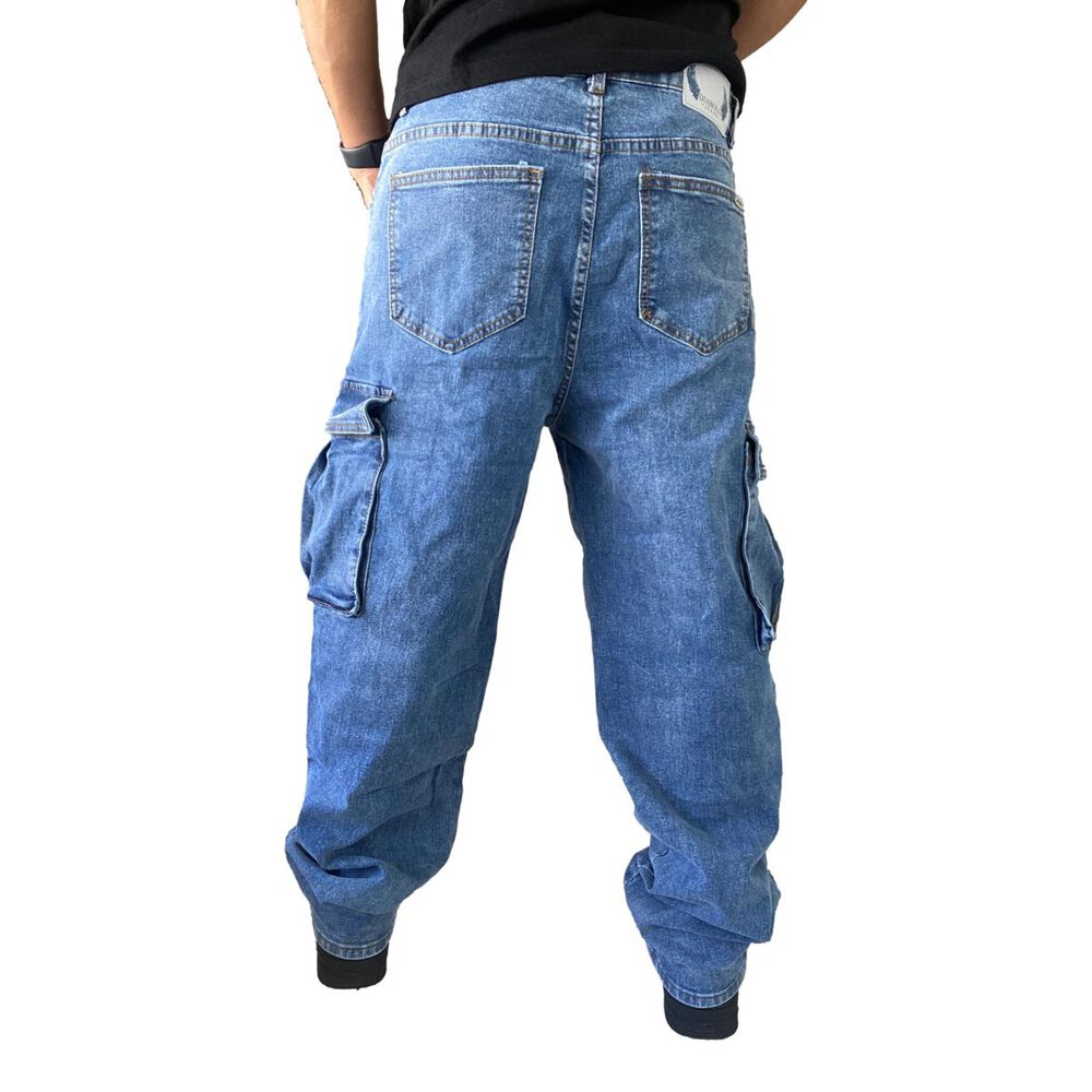 Jeans Diábolo Cargo Relaxed Fit Azul Hombre image number 3.0