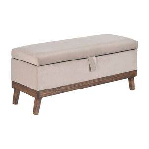 Banqueta Con Ba&uacute;l Incy Beige Felpa 120x40x50 Cm M&aacute;xima Design