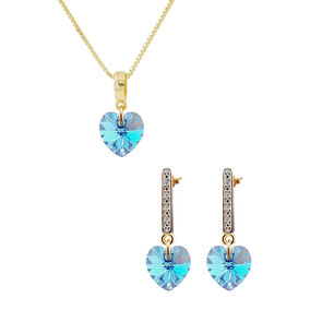 Conjunto Romance Gold Cristales Genuinos Aquamarine