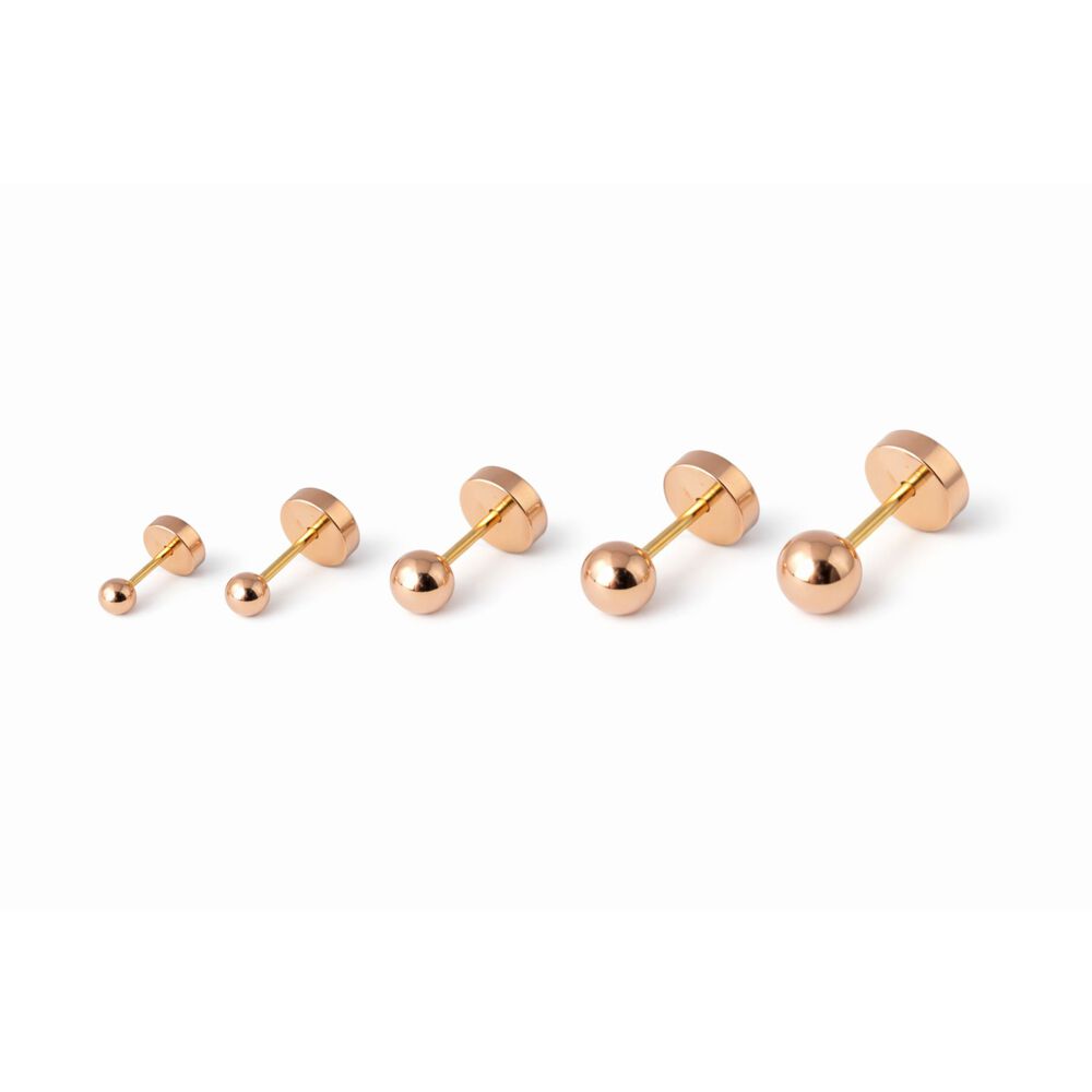 Aros Bolita Abridores 4mm N3 Oro 14k A Presi&oacute;n Beb&eacute; Ni&ntilde;a Hipoalerg&eacute;nicos image number 2.0