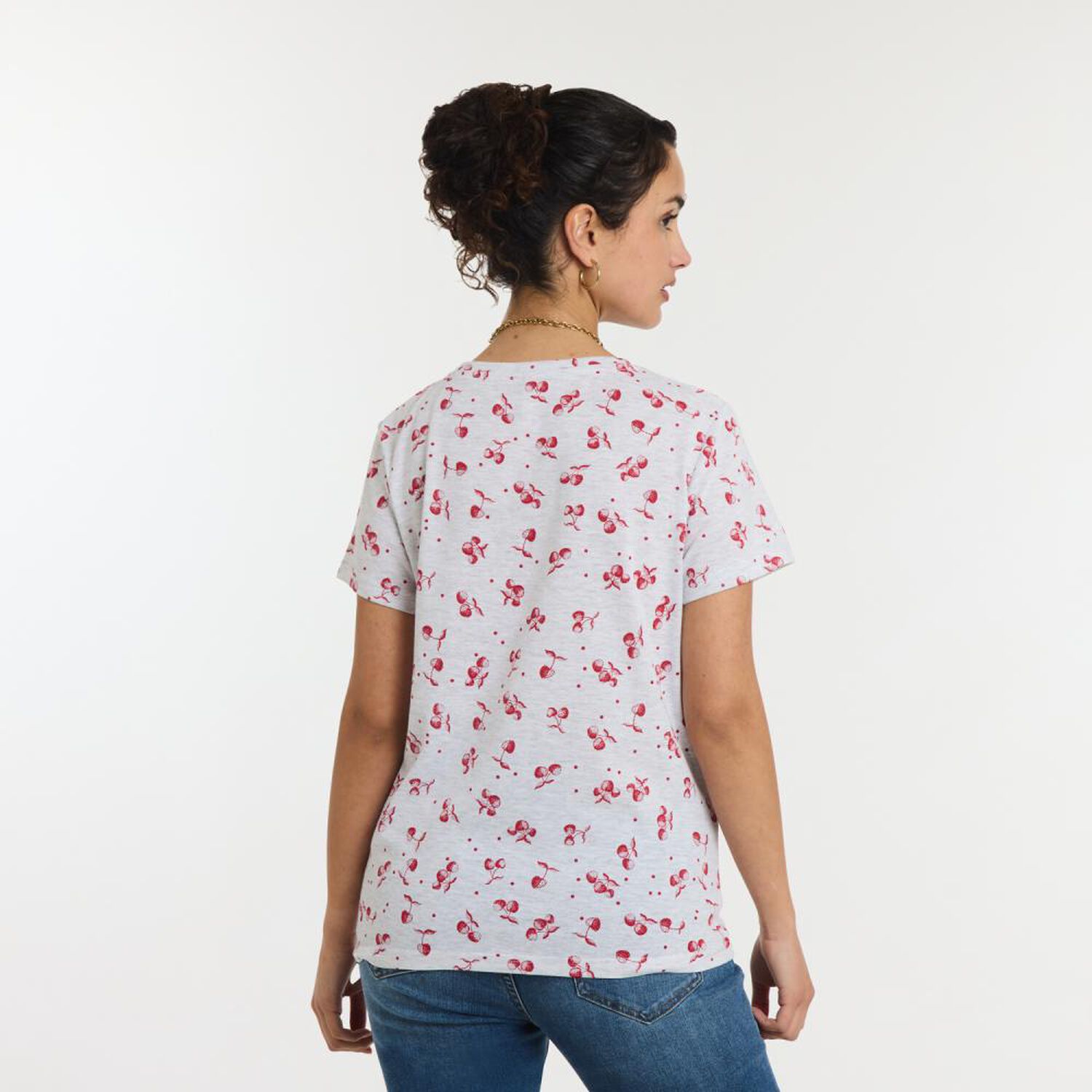 Polera Microprint Manga Corta Cuello Redondo Mujer Freedom image number 3.0