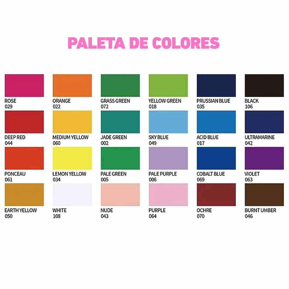 Set Himi Gouache 24 Colores / 30gr Incluye Pinceles Rosado image number 4.0