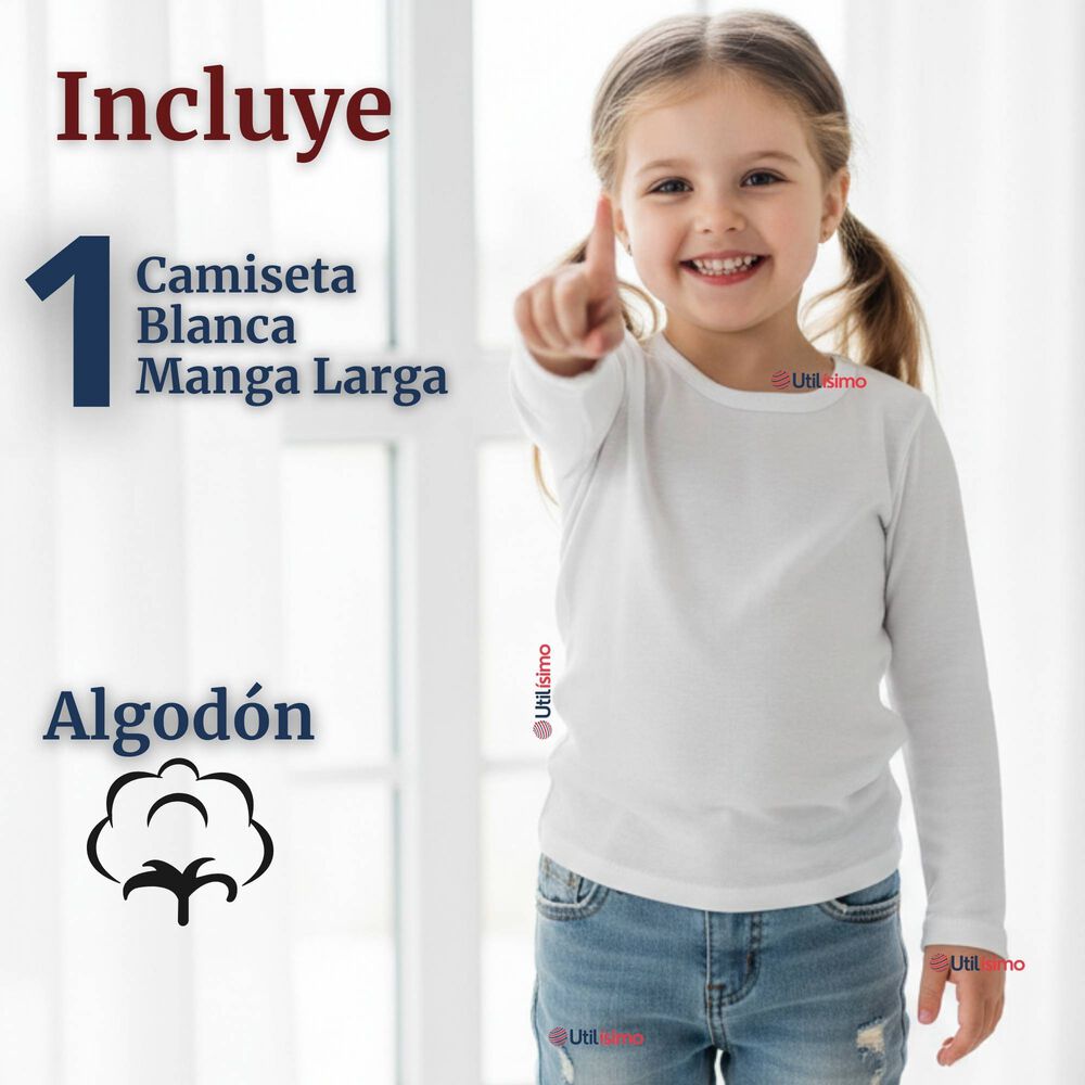 Camiseta Algod&oacute;n Manga Larga Polera Primera Capa Blanco Ni&ntilde;a image number 1.0