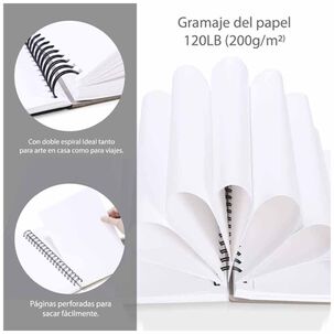 Ohuhu Block Espira (22x21 Cm, 62 Hojas) 120 Lb/200 Gsm