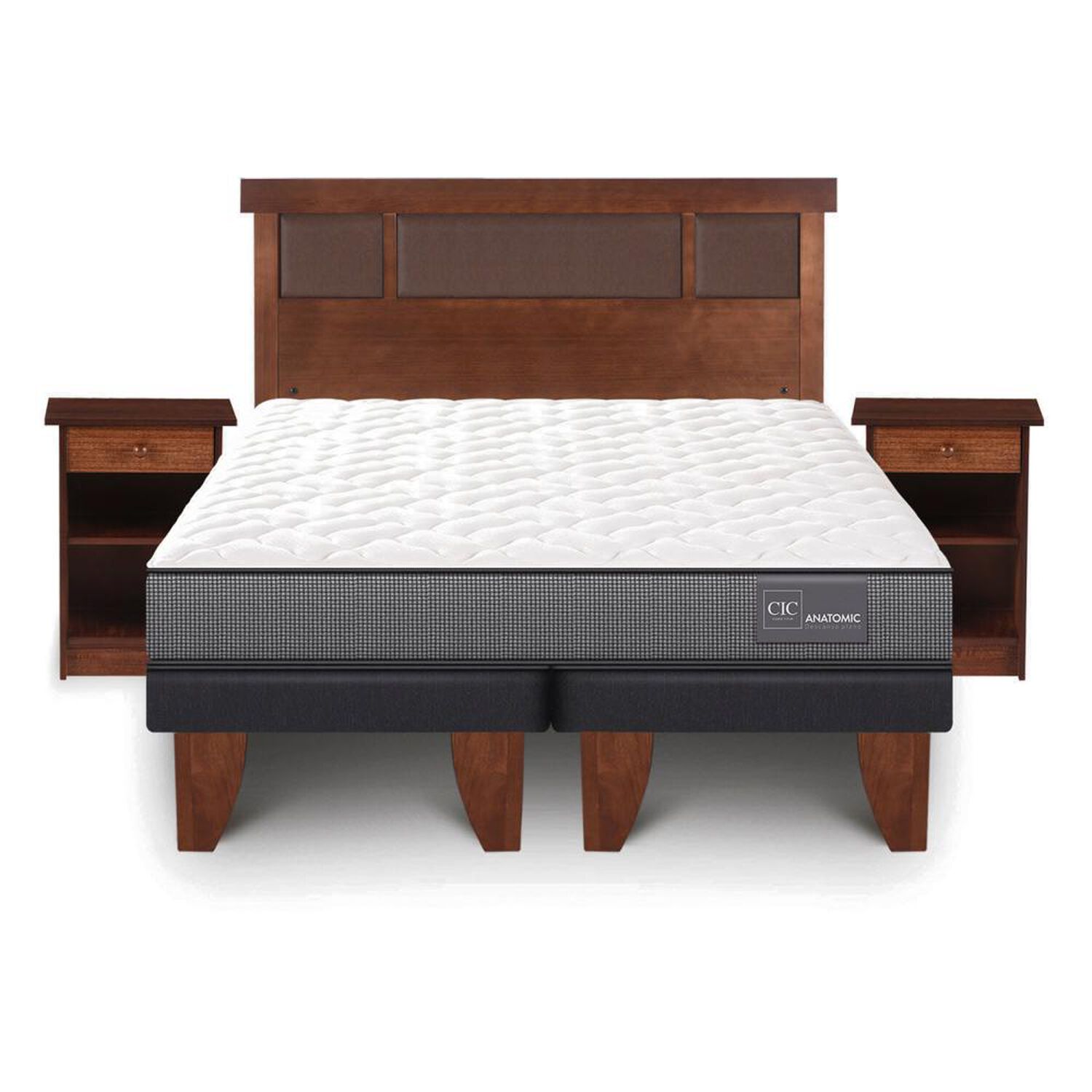 Cama Europea Cic Anatomic / 2 Plazas / Base Dividida + Set De Maderas image number 0.0