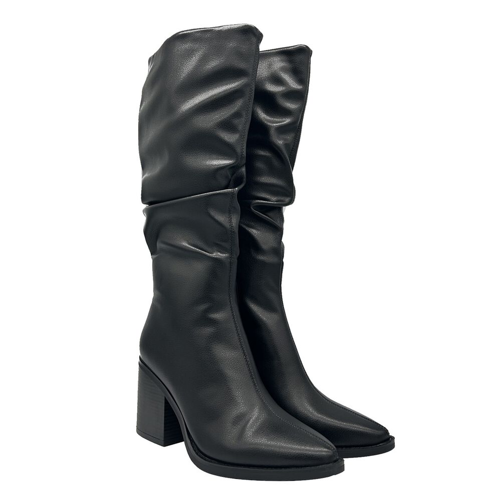 Bota De Mujer Color Negro Ca&ntilde;a Alta Con Dise&ntilde;o Arrugado Y image number 1.0