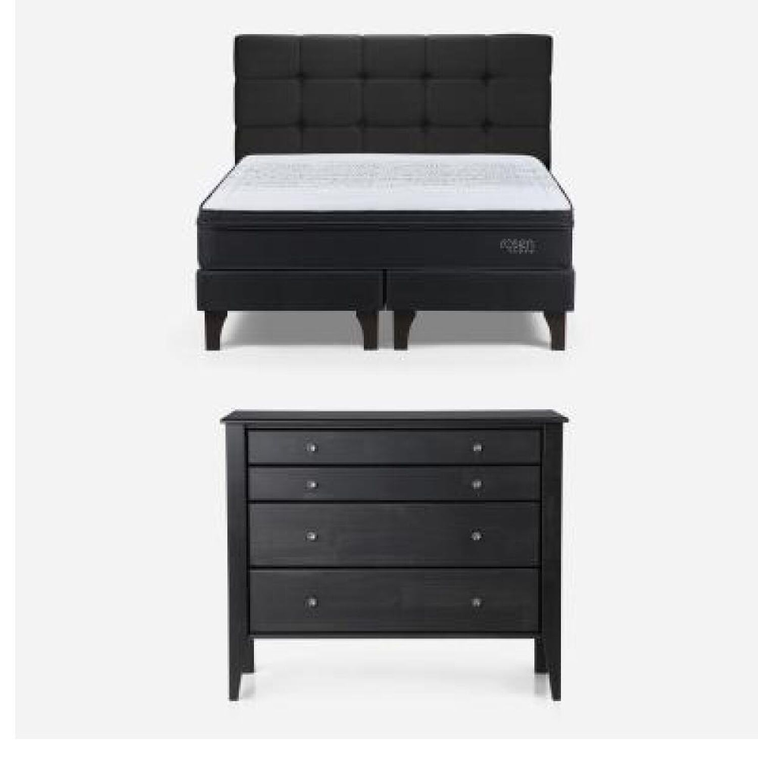 Cama Europea Rosen Tempo / 2 Plazas / Base Dividida + Respaldo Issey + C&oacute;moda Baker Grafito image number 5.0