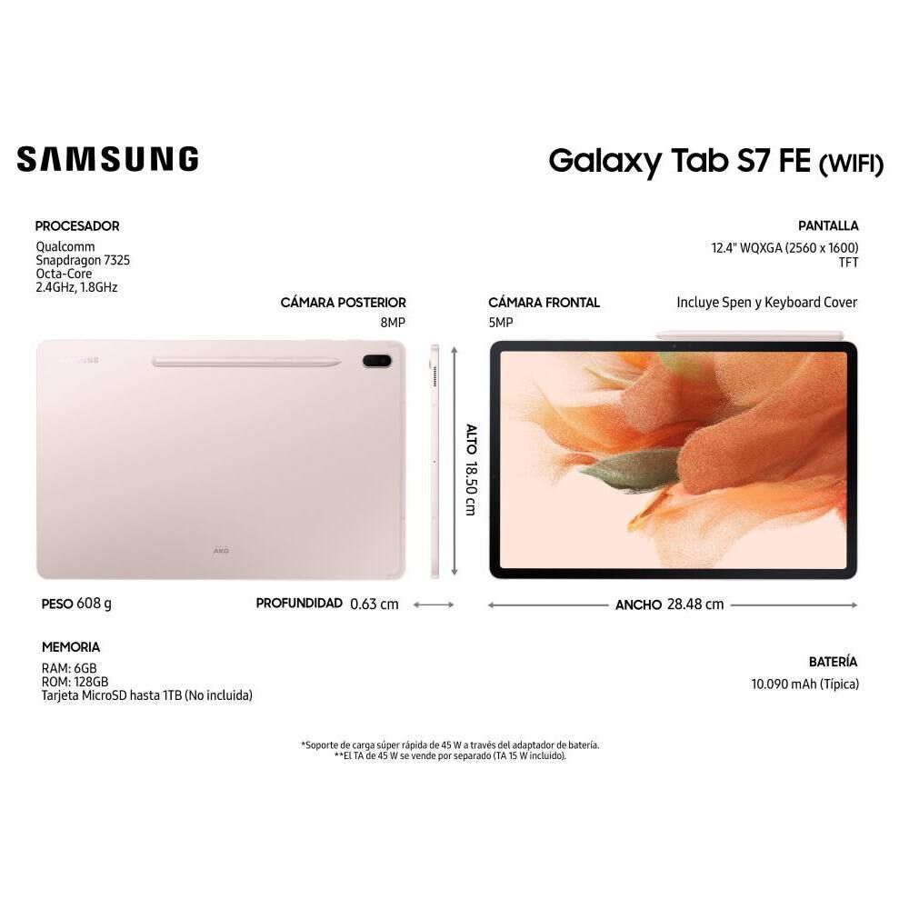 Tablet 12.4" Samsung Galaxy Tab  S7 FE / 6 GB RAM /  128 GB image number 8.0