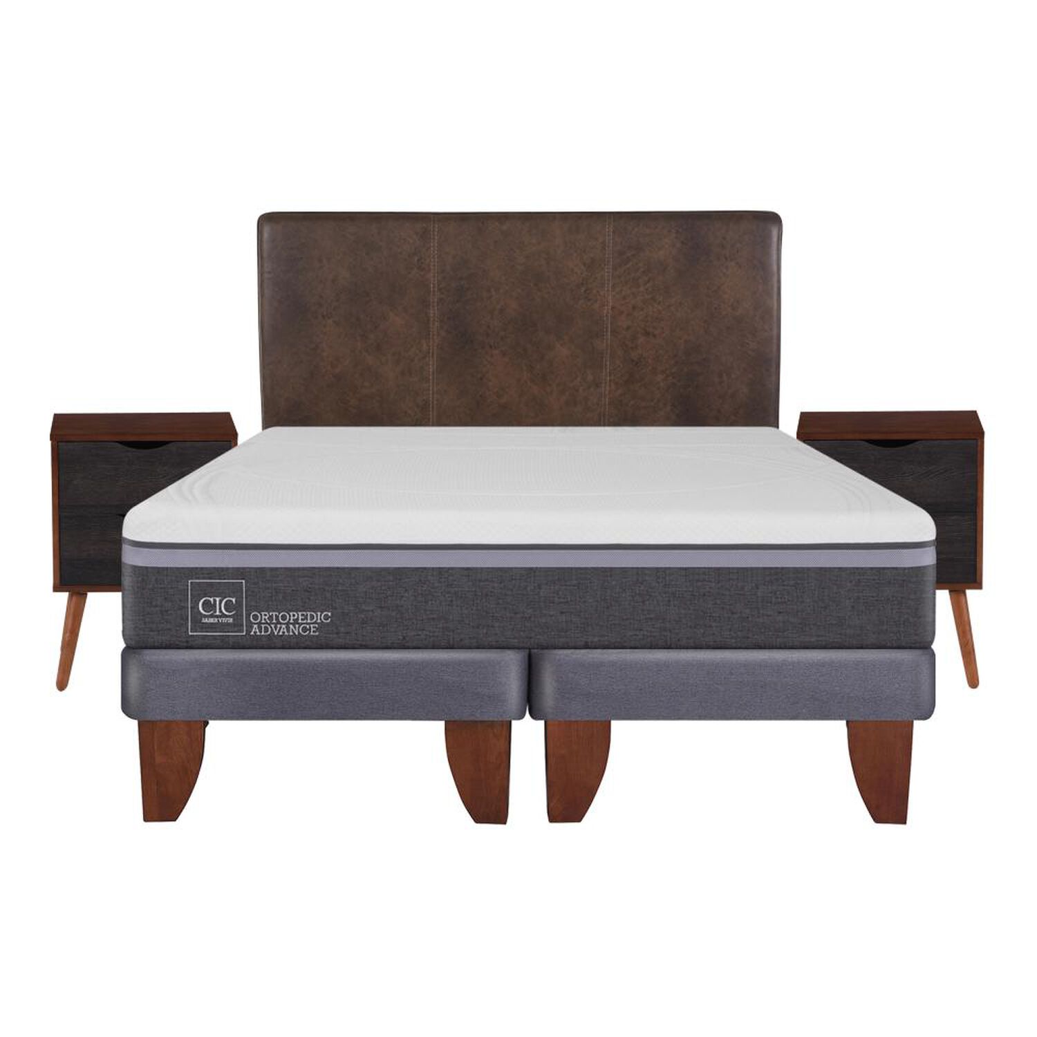 Cama Europea Cic Ortopedic Advance / King / Base Dividida  + Set De Maderas image number 0.0