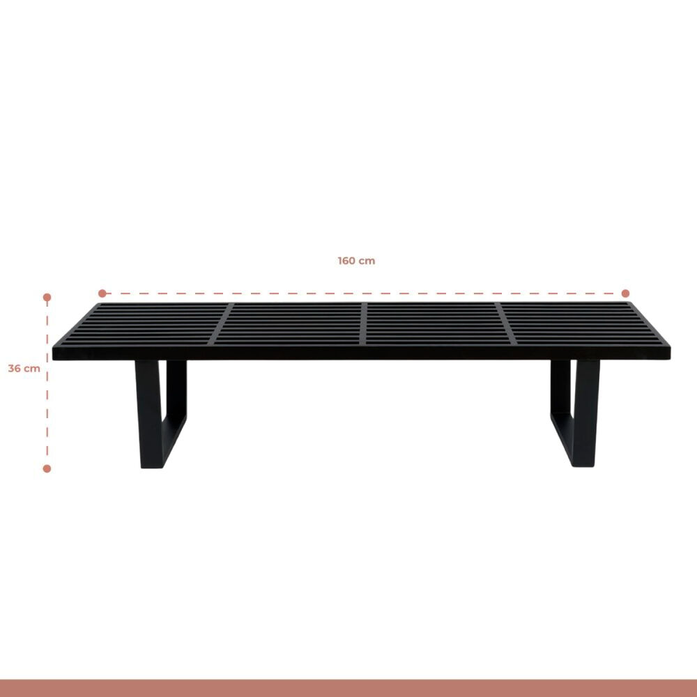 Banqueta De Madera Y Metal George Nelson 160cm - Negra image number 3.0