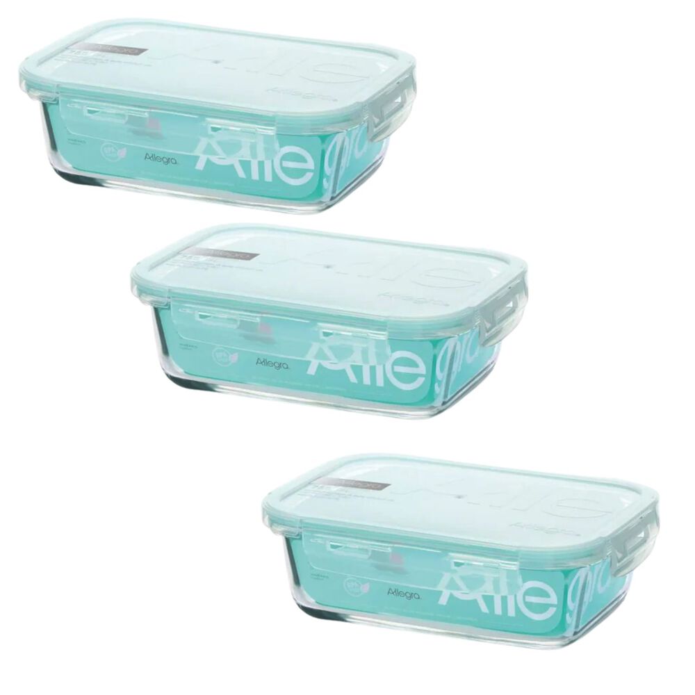Pack 3 Contenedores Hermetico Vidrio Rectangular 420ml Allegra image number 0.0