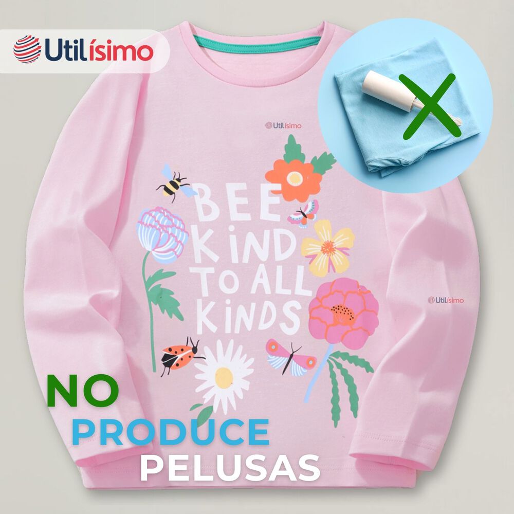 Polera Manga Larga Niña 100% Algodón Flores Rosado Camiseta image number 6.0