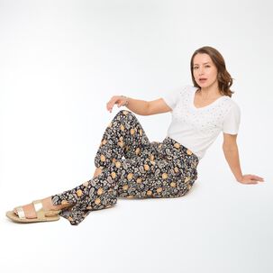 Polera Lisa Aplicación Strass Manga Corta Cuello V Mujer Geeps