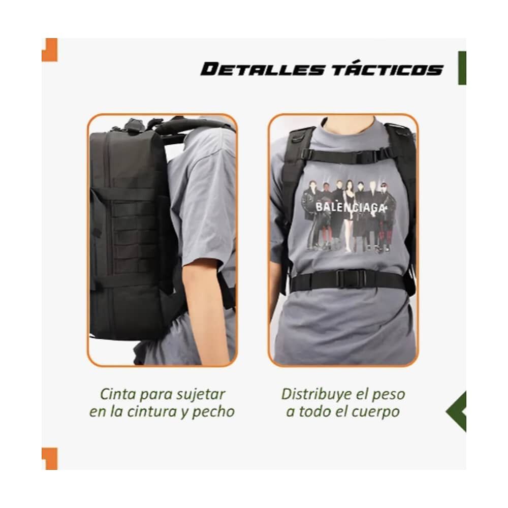 Mochila Tactica Outdoor 45l Impermeable Negro image number 4.0