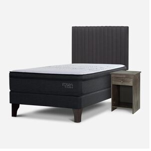 Cama Europea Rosen Tempo / 1.5 Plazas / Base Normal + Set De Maderas